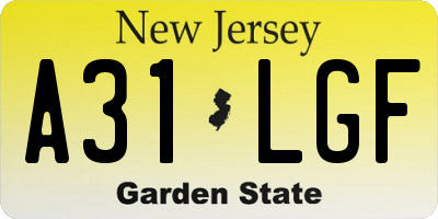 NJ license plate A31LGF