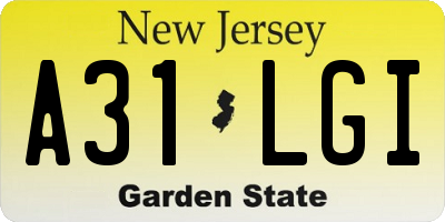 NJ license plate A31LGI