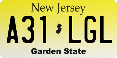 NJ license plate A31LGL