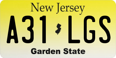 NJ license plate A31LGS