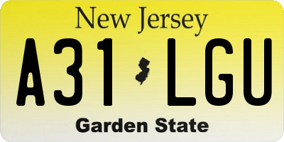 NJ license plate A31LGU