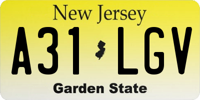 NJ license plate A31LGV