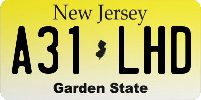 NJ license plate A31LHD