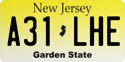NJ license plate A31LHE