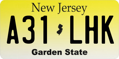 NJ license plate A31LHK