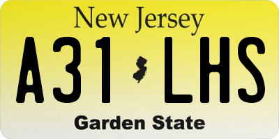 NJ license plate A31LHS
