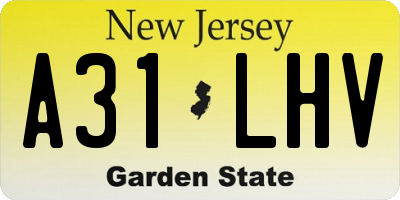 NJ license plate A31LHV