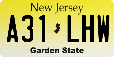 NJ license plate A31LHW