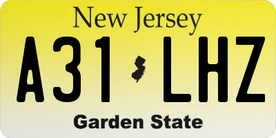 NJ license plate A31LHZ