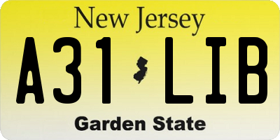 NJ license plate A31LIB