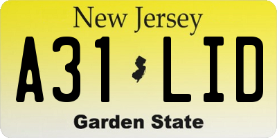NJ license plate A31LID
