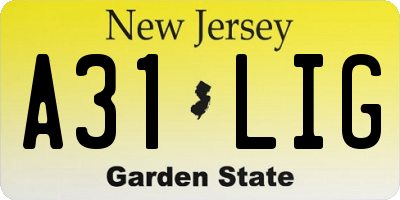 NJ license plate A31LIG