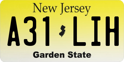 NJ license plate A31LIH