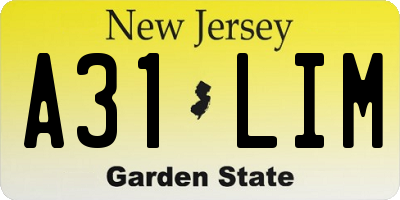 NJ license plate A31LIM