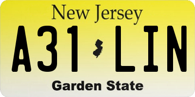 NJ license plate A31LIN