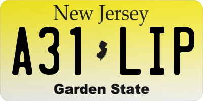 NJ license plate A31LIP