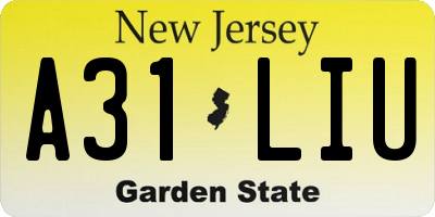 NJ license plate A31LIU