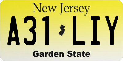 NJ license plate A31LIY