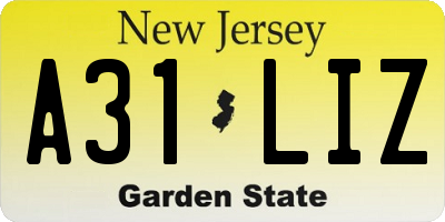 NJ license plate A31LIZ