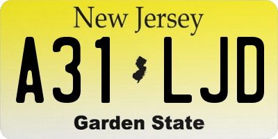NJ license plate A31LJD