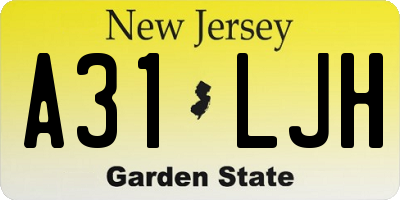 NJ license plate A31LJH