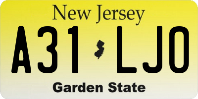 NJ license plate A31LJO