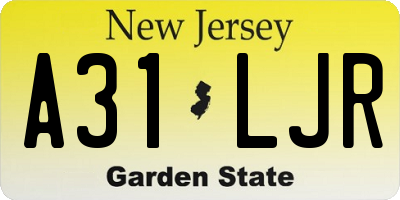 NJ license plate A31LJR