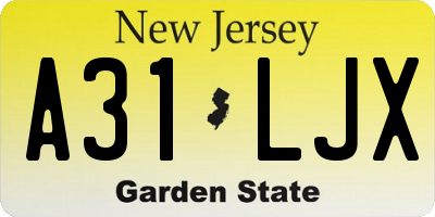 NJ license plate A31LJX