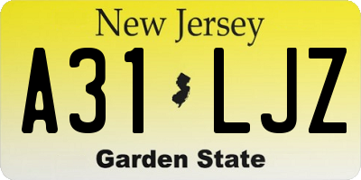 NJ license plate A31LJZ