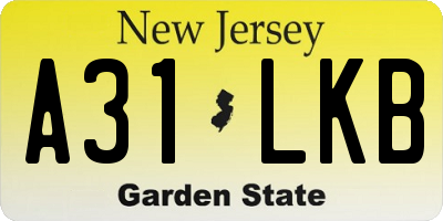 NJ license plate A31LKB