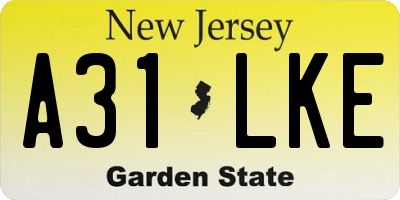 NJ license plate A31LKE
