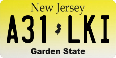 NJ license plate A31LKI