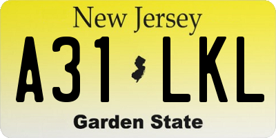 NJ license plate A31LKL