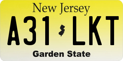 NJ license plate A31LKT