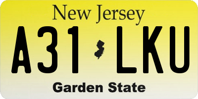 NJ license plate A31LKU