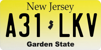 NJ license plate A31LKV