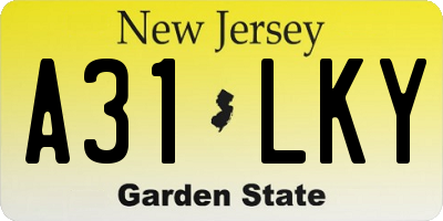 NJ license plate A31LKY