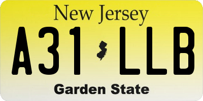 NJ license plate A31LLB