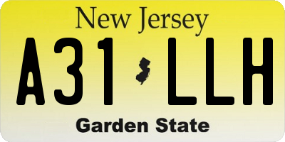 NJ license plate A31LLH