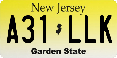 NJ license plate A31LLK