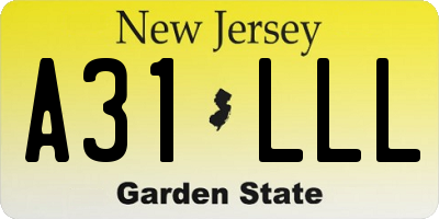 NJ license plate A31LLL