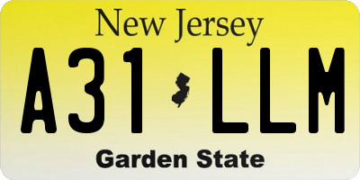 NJ license plate A31LLM