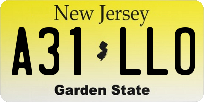 NJ license plate A31LLO