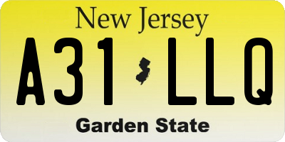 NJ license plate A31LLQ