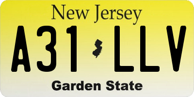 NJ license plate A31LLV