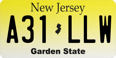 NJ license plate A31LLW