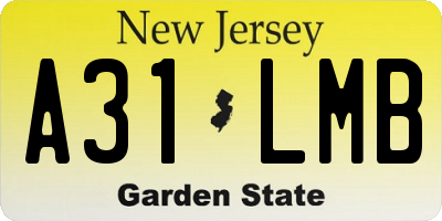 NJ license plate A31LMB