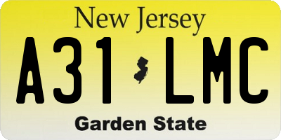 NJ license plate A31LMC
