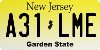 NJ license plate A31LME