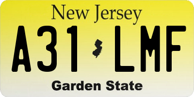 NJ license plate A31LMF